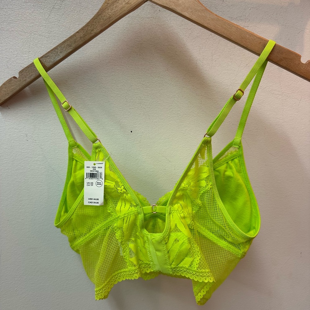 NWT Aerie Vibrant Lime Lace Bralette - Picture 3 of 4